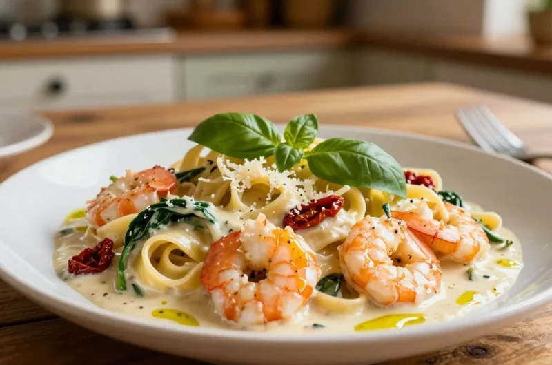 Creamy Tuscan Shrimp Pasta (Ready in 25 Minutes)