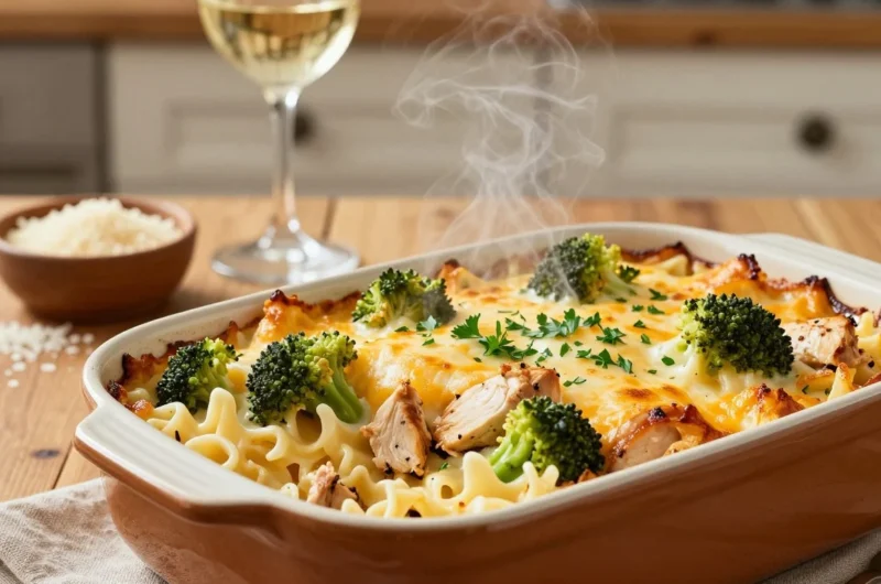 Chicken Broccoli Alfredo Pasta Bake – Creamy Easy Family Dinner
